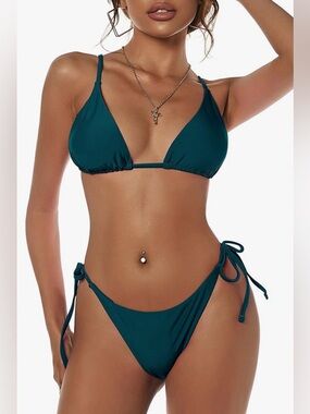 NWT- sz.4 sexy classic
Zaful Deep Teal Triangle Tie-Side & Back
Bikini